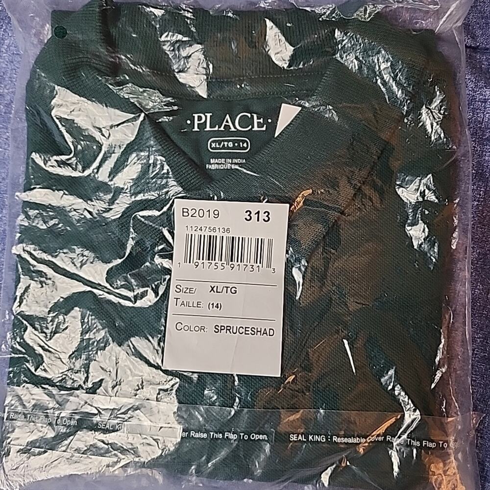 The Children's Place Boys XL Uniform Short Sleeve Pique Polos Green Spruce- New